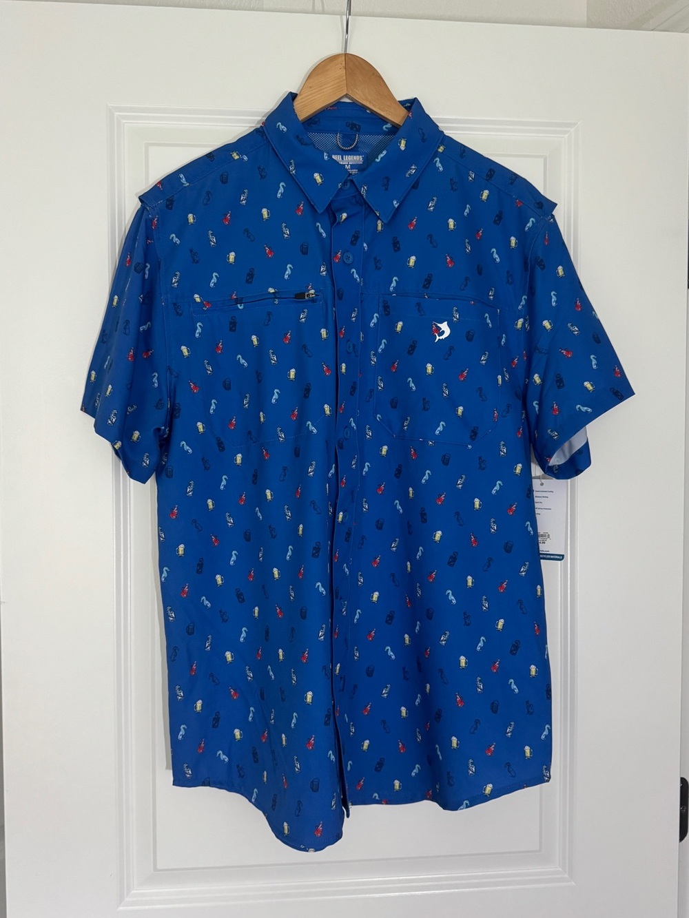 Reel legends short sleeve fishing shirt - beers & sea life